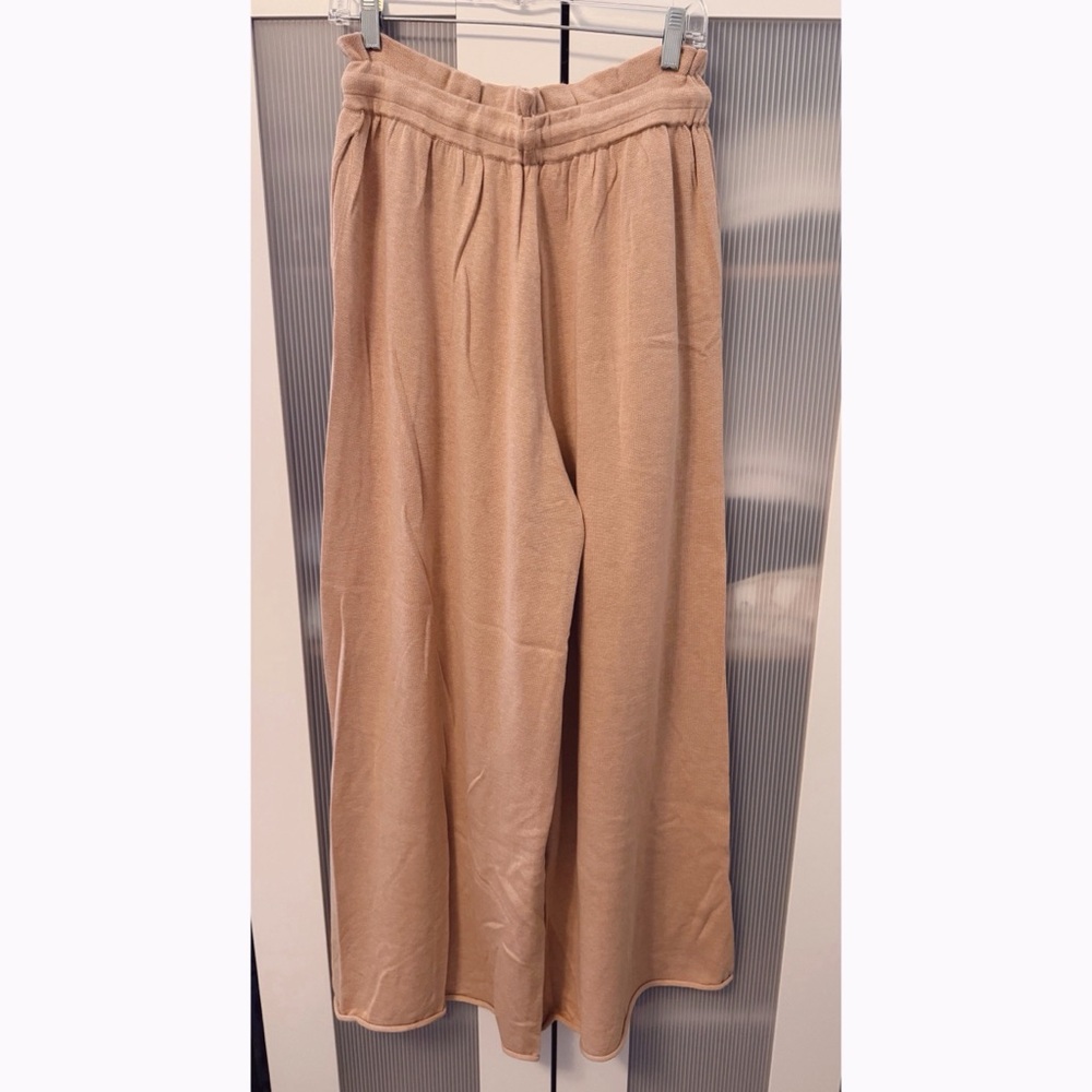 NWOT Lunya Cozy Cotton Silk Nutmeg Neutral Knit Drawstring Wide Leg Pants Size M - Picture 6 of 13